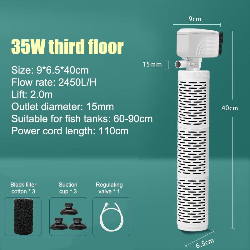 

3 в 1 Аквариумный фильтр-помпа Бесшумный погружной аэратор кислорода для аквариума Насос для смены воды Волногенератор as the picture