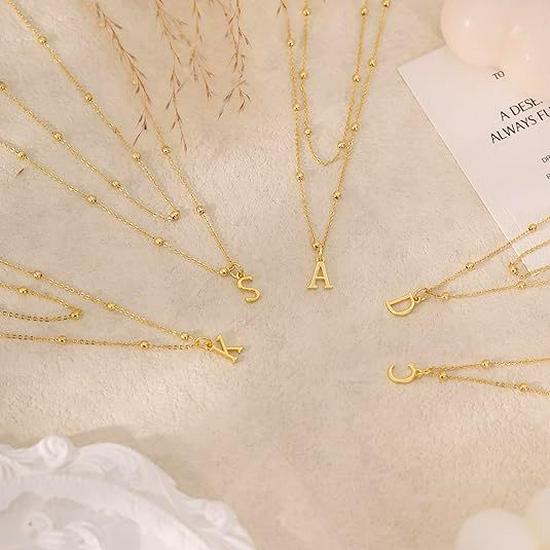 Exquisite 14K Gold Plated Copper Initial Pendant Necklace - Personalized and Fashionable Jewelry