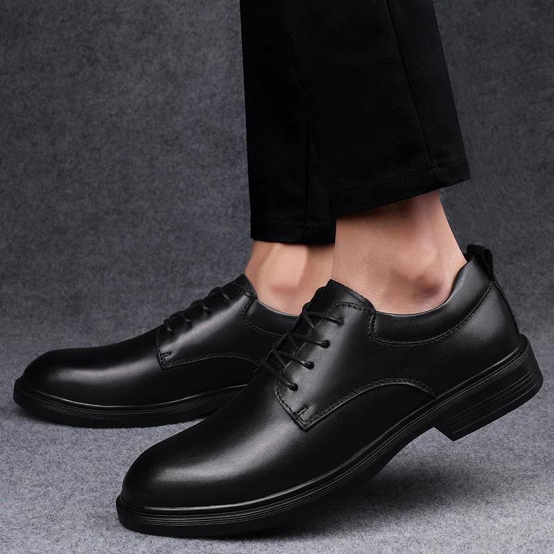 Tamanho Grande Couro Genuíno Sapatos Casuais Masculinos Oxfords de Alta Qualidade Caminhada de Lazer Sapatos Formais Masculinos Negócios Elegante Vestir Sapatos Masculinos