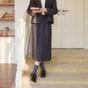 Sancai Winter Wool-Blend Plaid Pleated Midi Skirt