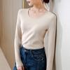 Double-sided Abraded Crew Neck Bottoming Shirt Women's New Women's Clothing Solid Color Warm Inner Long-sleeved Shirt Versatile Top