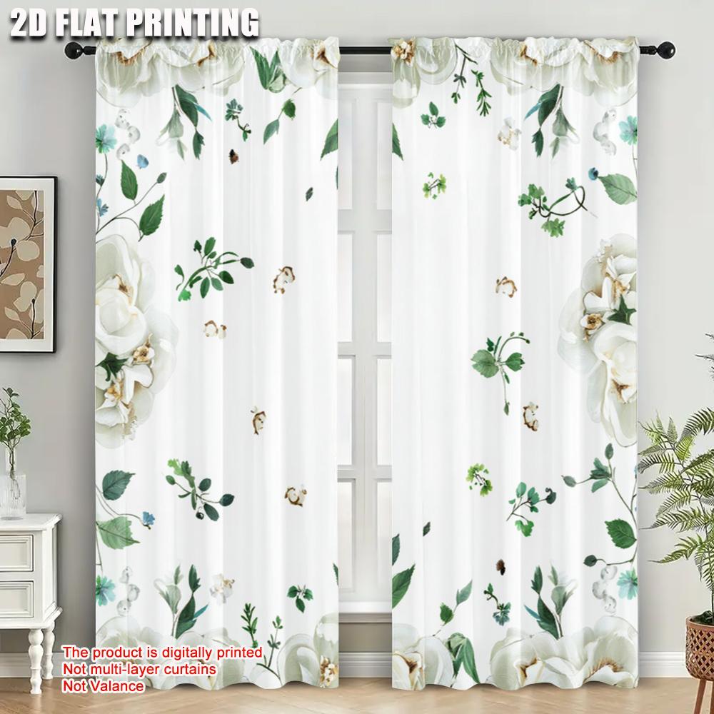 2pcs  2D plane printing Curtain Popular Wildflower Polyester (without rod) Festive Perfect for Bedroom and Various Room Types