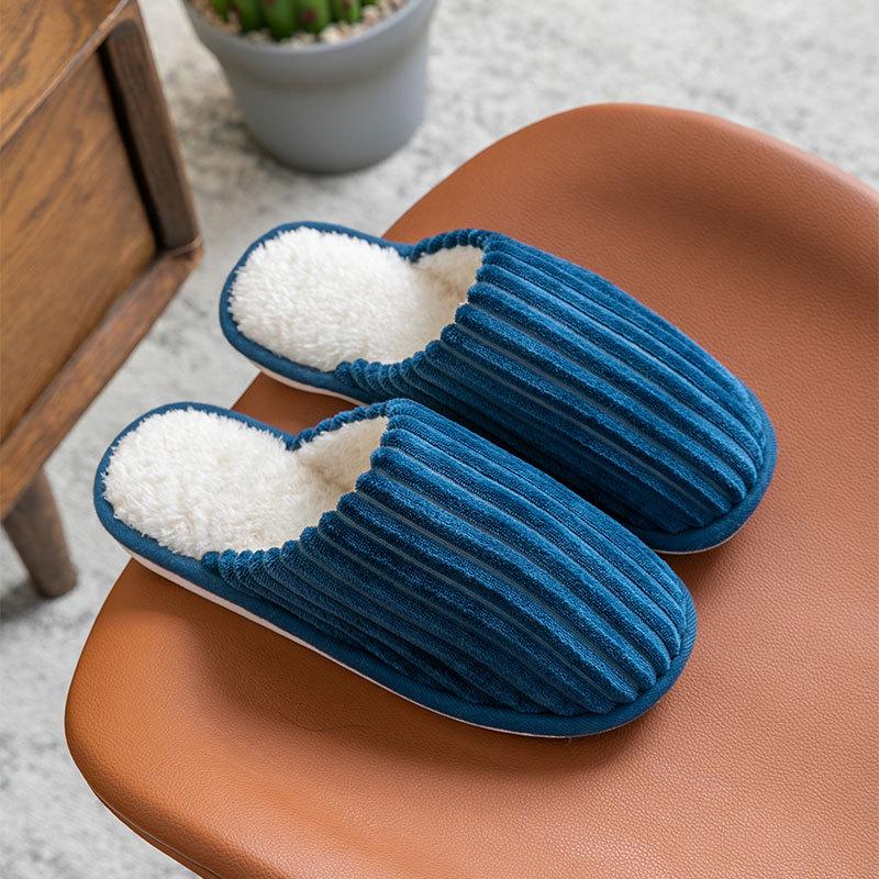 Women's and Men's Plush Non-Slip Cotton Slippers - Indoor Warmth for Spring, Autumn, and Winter