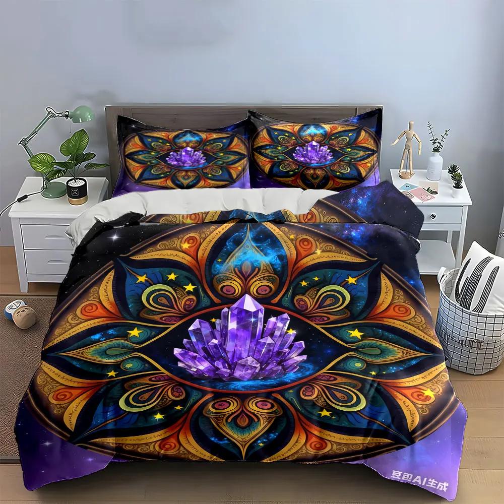 Colorful Mandala Crystal Decor 3PC Multiple sizes kid's and adults' bedroom Exquisite 3PC bedding set gift