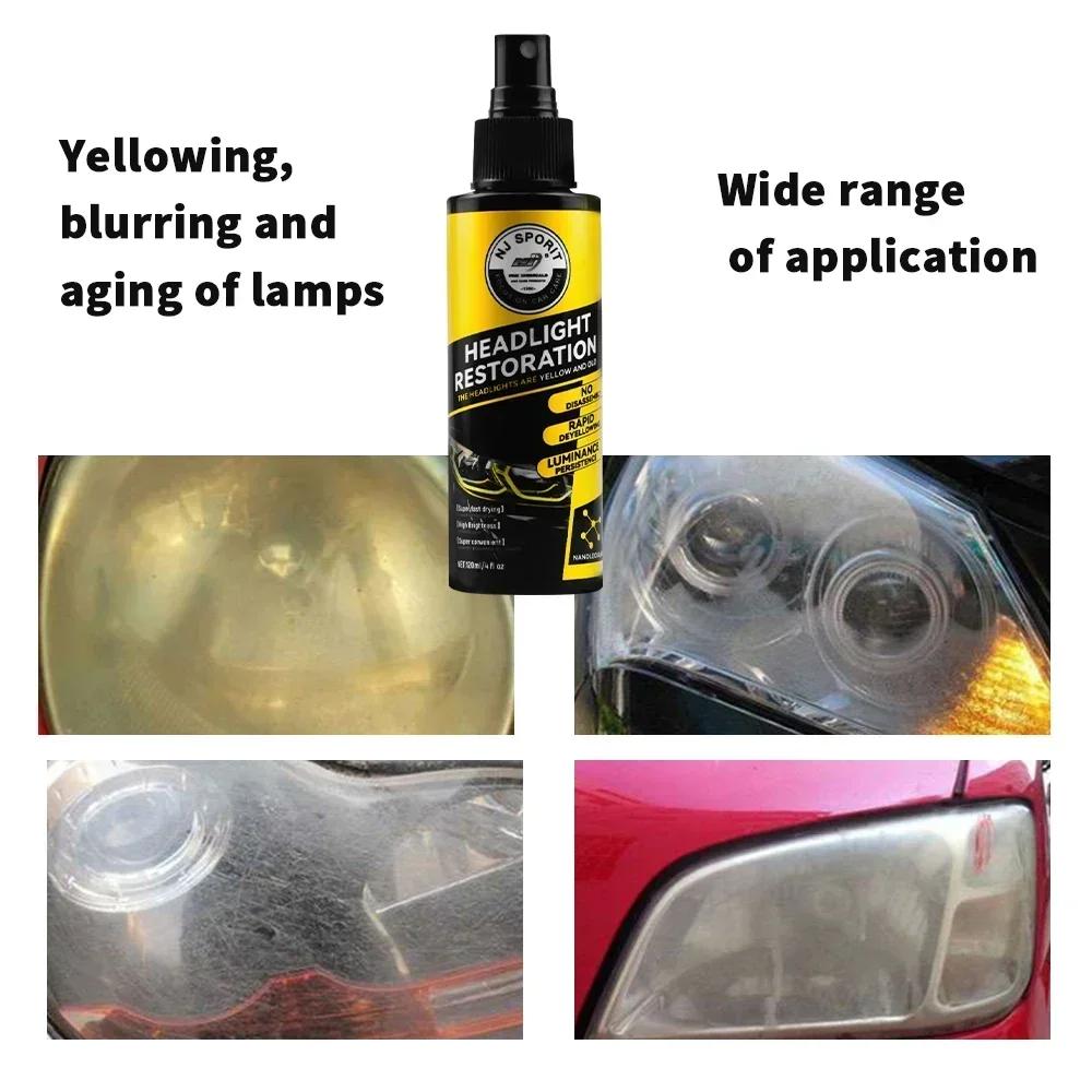 Car Headlight Coating Spray Liquid Car Light Cleaner and Restorer UV Resistant Long Lasting Head Light Coating Spray for Car SUV