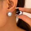 New Ball Earrings Simple Cold Semicircular Hollow Earrings Light Luxury Stainless Steel Jewelry