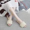 Internet Celebrity Mao Mao Slippers Women's Shoes 2024 New Autumn New Wear Summer Versatile Flat Bottom Sandals Fluff