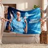 Erling Haaland Personalized Fleece Blanket With Football Logo, Custom Name Text Soft Warm Home Throw Blanket
