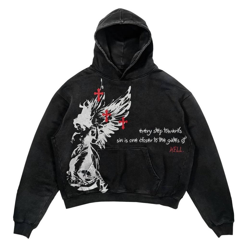 BeatStreet Amerikanische High Street Mode Kleidung Street Hip-hop Lässiger Hoodie Damen und Herren Y2K Harajuku Retro Letter Sweatshirt