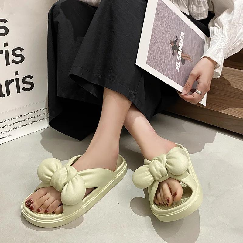 Fira Bågtofflor Dam Sommarskor Inomhus Hemma Halkfria Tjock Sula Pvc Svalkande Tofflor Enfärgade Lediga Sandaler Skor