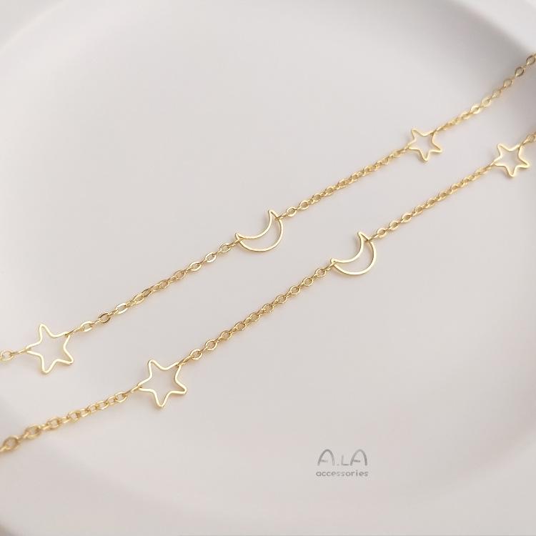 14K Gold-Filled Color-Preserving Star Moon Chain for DIY Necklace or Bracelet Jewelry