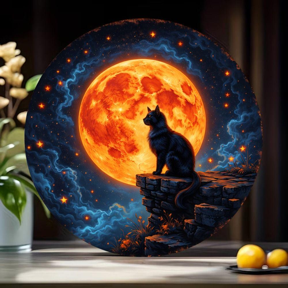 Metal Cat Wall Decor Tin Sign Gift For Friend 15x30cm Vintage Home Art