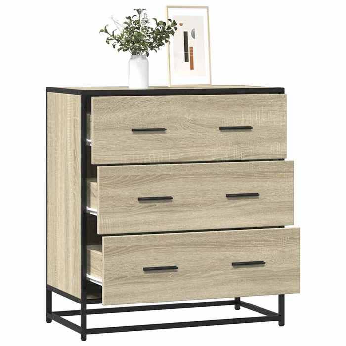 VidaXL Buffet Sonoma Oak 68x35x76 Cm Engineered Wood and Metal, Storage Cabinet, Hallway Cabinet, Cabinet 848970