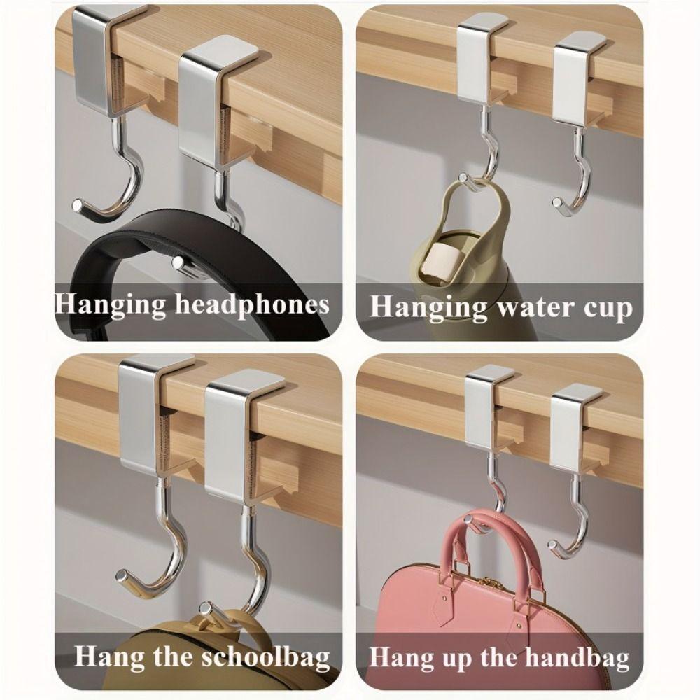 10pcs Non-Destructive Installation Bag Hooks 360° Rotatable Desk Hooks Table Hooks  Student Desk