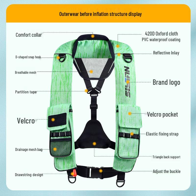 Yasi'an Inflatable Life Jacket - Lightweight, High-Buoyancy Vest for Adult Sea Fishing