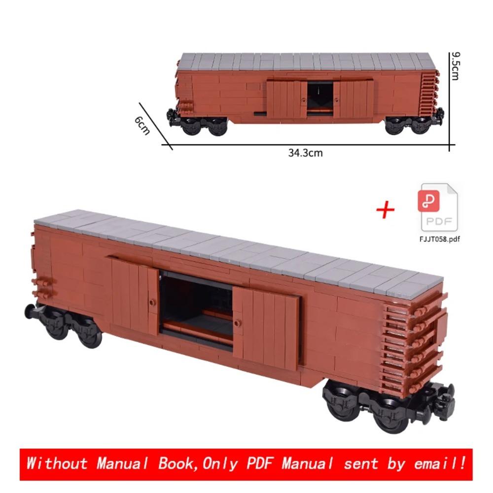 NEW MOC Brown Retro Train Freight Car Brick Set, Closed Box Wagon MOC Kit, Hobby Collectible Toy, Compatible Building Blocks