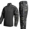 Herren Taktisches Trainings Camo Uniform Set Outdoor Jagd Trekking Schnelltrocknend Atmungsaktiv Kampfstil Hemd Hose