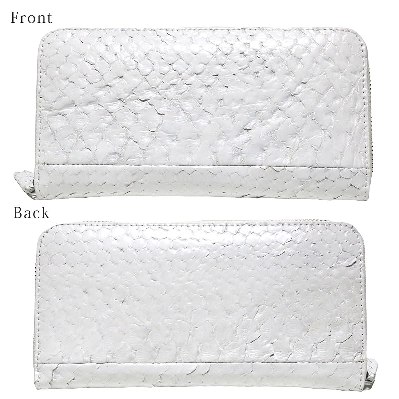 [Berkut] white long wallet men's ladies snakeskin snakeskin snake leather genuine leather Genuine leather leather leather YKK male woman round zip