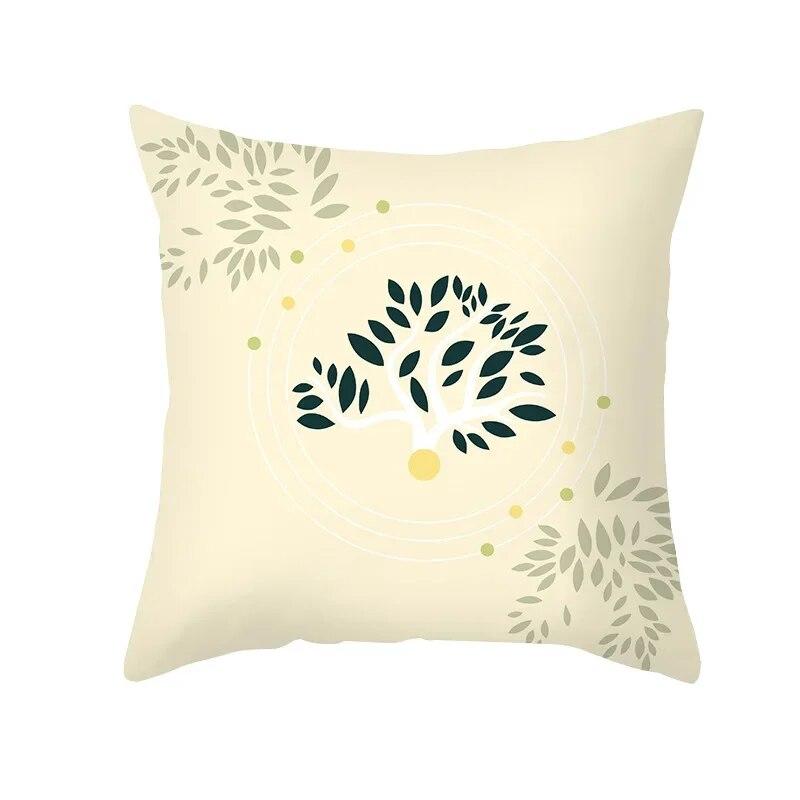 Office Green Tree Cushion Cover Living Room Luxury Pillow Nordic Style Small Fresh Yellow Leaf Pillowcase