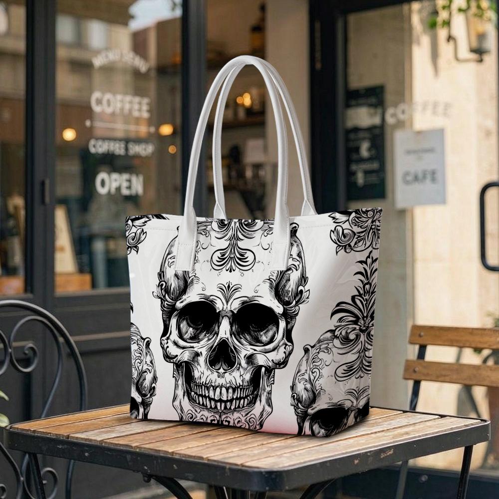 Gothic Skull Pattern Tote Bag Fashion Casual Large Capacity Daily Outdoor Handbag for Women