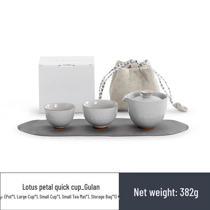 Nanshan Mr. Portable Ceramic Travel Gongfu Tea Set Lotus Petal Quick Cup