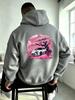 Vintage Japanischer Rennwagen Hoodie mit Kirschblüten & Vollmond Druck - Retro JDM Design Kapuzenpullover, Maschinenwaschbares Anzug