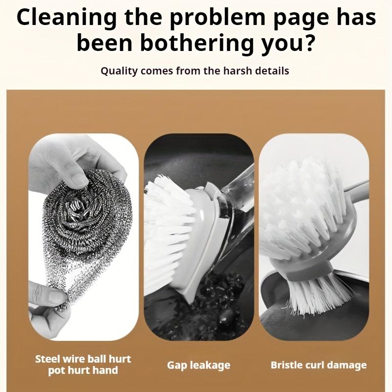 1 Stück Ergonomische Spülbürste mit nachfüllbarem Seifenspender, Naturborsten aus Sisalfasern, Ideal für Antihaftpfannen, Gusseisenpfannen