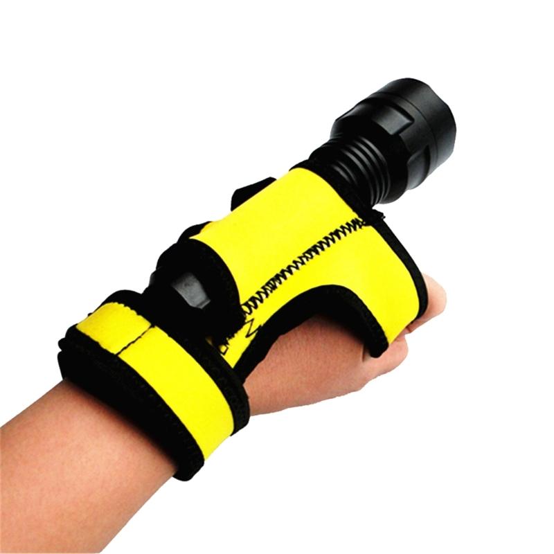 Scubas Diving Light Hand Mount LED Flashlight Adjustable Wrist Strap Diving Flashlight Glove Hands Frees Torch Holder