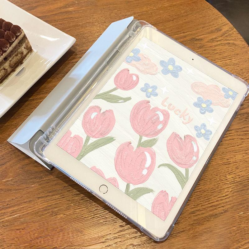För iPad Air 4/5th 10,9 tum 2021 Pro 11 Pro12.9 2021 iPad 10.2(Gen 9/8/7 /Mini 6/Pro 11/Pro 12.9 Magnetic Smart Flip Case Cover Tulpan i oljemålning