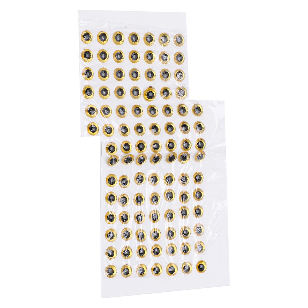 100 ks Oči na rybářské nástrahy Trojrozměrné Lepivé Lehké Odolné Nálepky rybího oka pro výrobu rybářských nástrah(Zlato )
