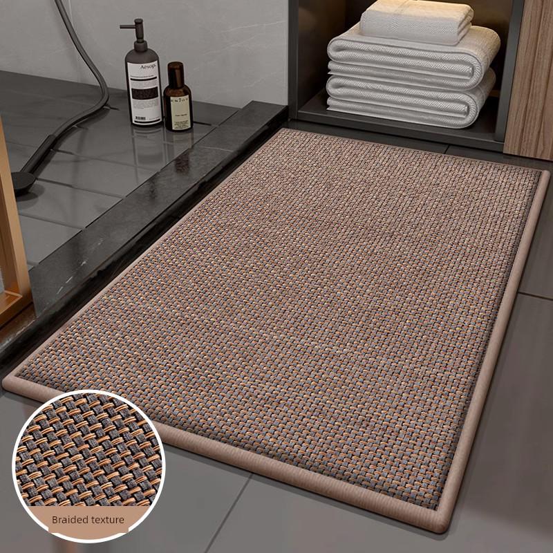 Bathroom Mats Toilet Door Non-Slop Mats Thickening and Quick-Drying Door Mat Washable and Erasable Woven Pattern Home Floor Mat