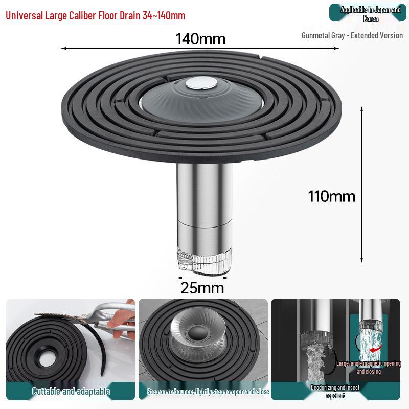 Odor-Proof All-Copper Floor Drain with Anti-Backflow Sealing Cover for Bathrooms