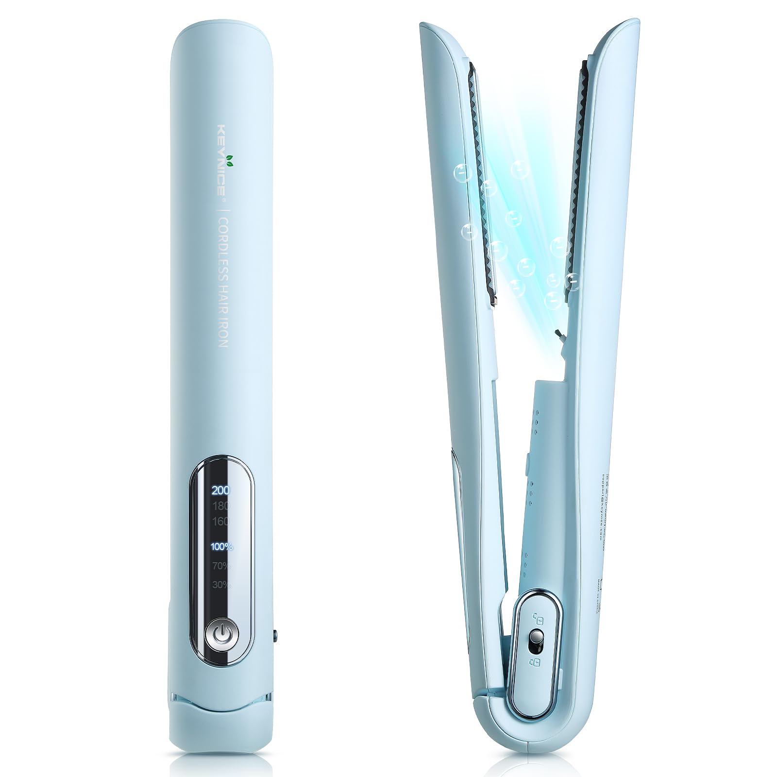 

in KEYNICE Cordless Hair Negative Straight 4800mAh High USB 3 Temperature LCD with Blue [Featured Poco ce Magazine] Iron, Ion, 2-Way & Curl, Mini, синій