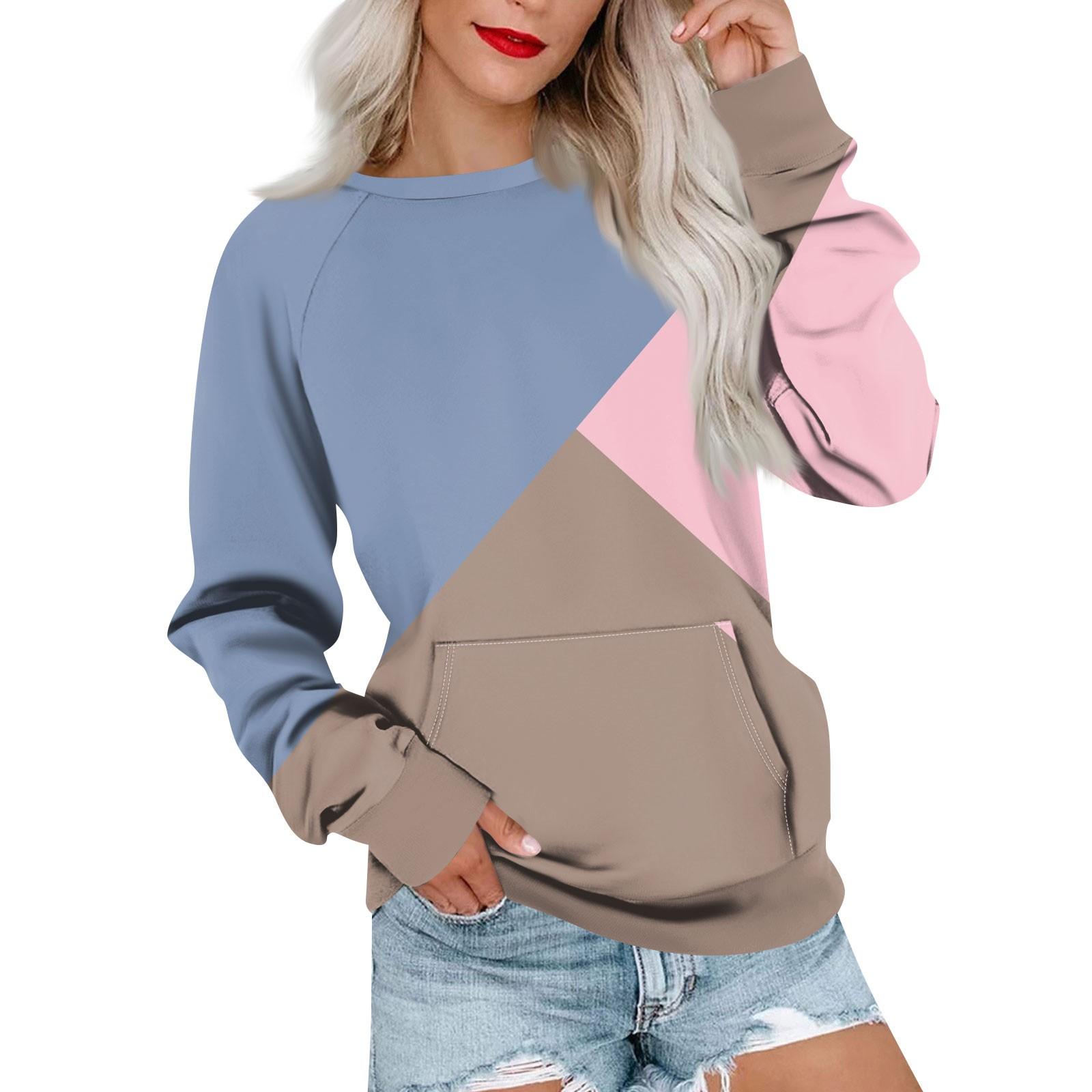 

Женская повседневная толстовка с цветными полосками и принтом, свитшот с рукавами-заглушками и карманом L синий