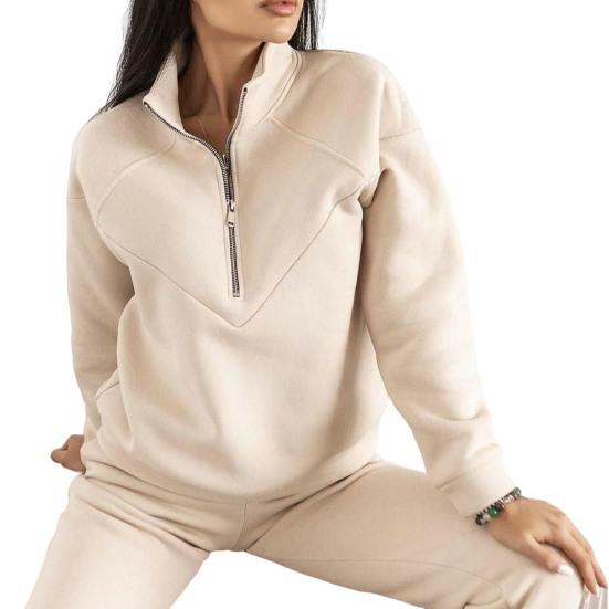 2 Stück/Set Herbst Sweatshirt Hosen Set Locker Warm Stehkragen Elastischer Bund