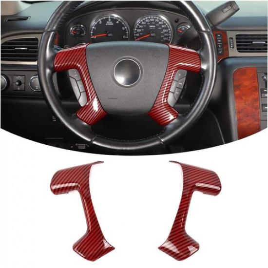 Red Carbon Center Console Steering Wheel Cover For Suburban Tahoe SIERRA 2007-13