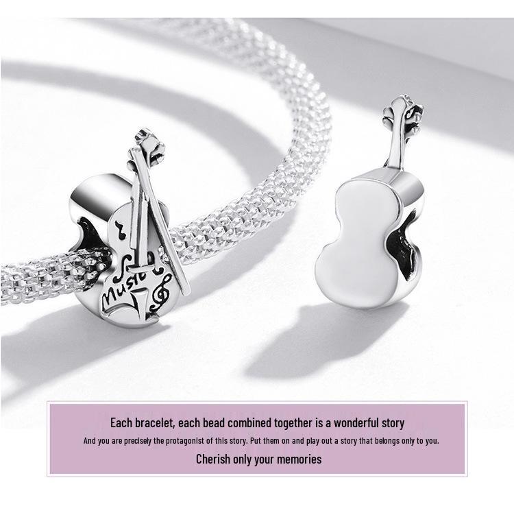 Elegant French Vintage Ziyun Violin Charm Bead In 925 Silver - SCC2077