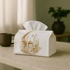 1pc Romantic Decorative Ramadan Party Tissue Holder Featuring a Crescent Palace Floral Golden Design, a Versatile Fabric Tissue Box Suitable for Outdo