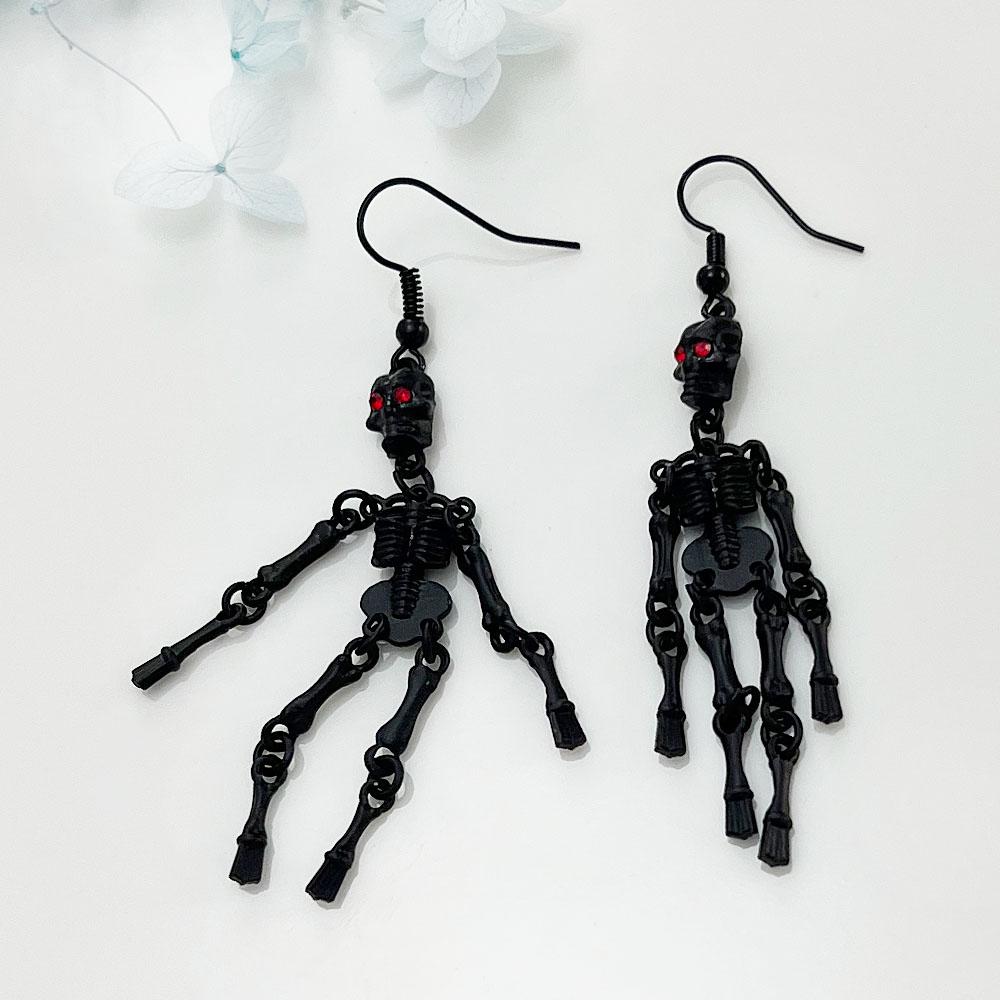SIMJOO Cercei cu craniu întunecat Cercei cu schelet fantomă pentru femeie Punk decupat Cercei de Halloween