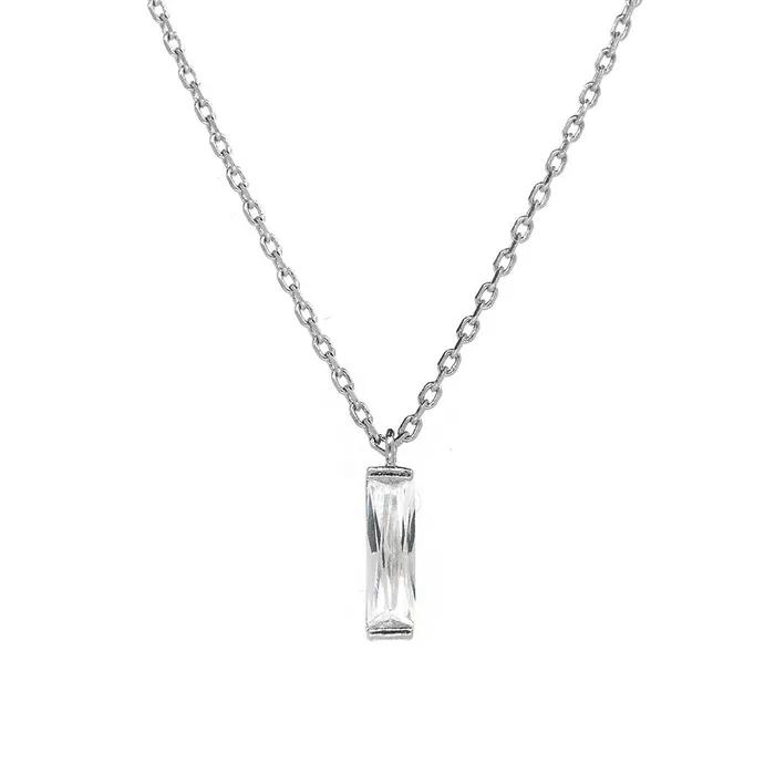 Square Crystal Pendant Necklace (14k Plated) SHNE0011