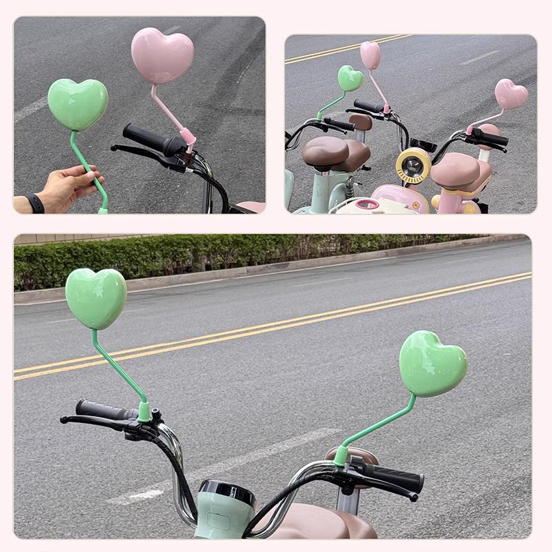 8mm Cute Heart Shape Motorcycle Rearview Mirror HD Anti-Glare Universal Electric Bike Scooter Battery Car Convex Mirror Decor