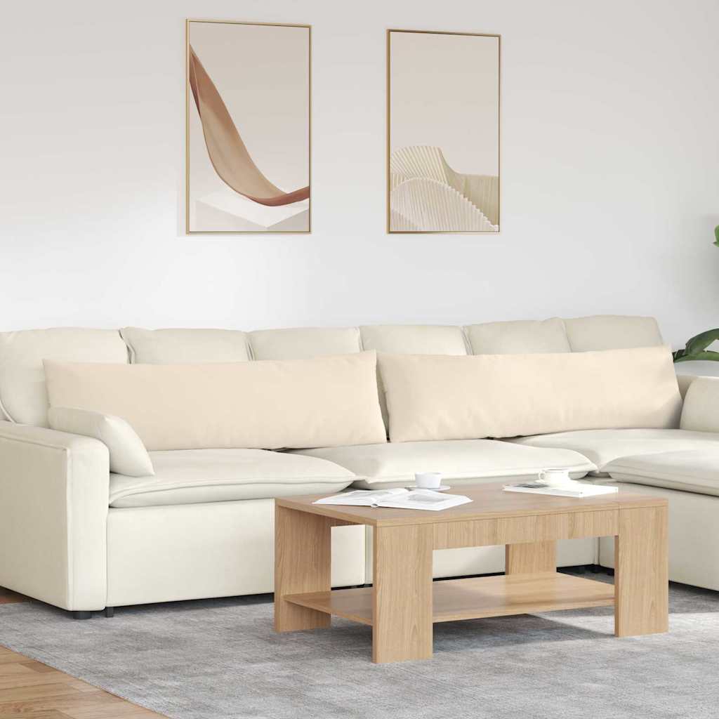 Sofa Cushions 2 Pieces Beige 145 X 40 Cm Fabric