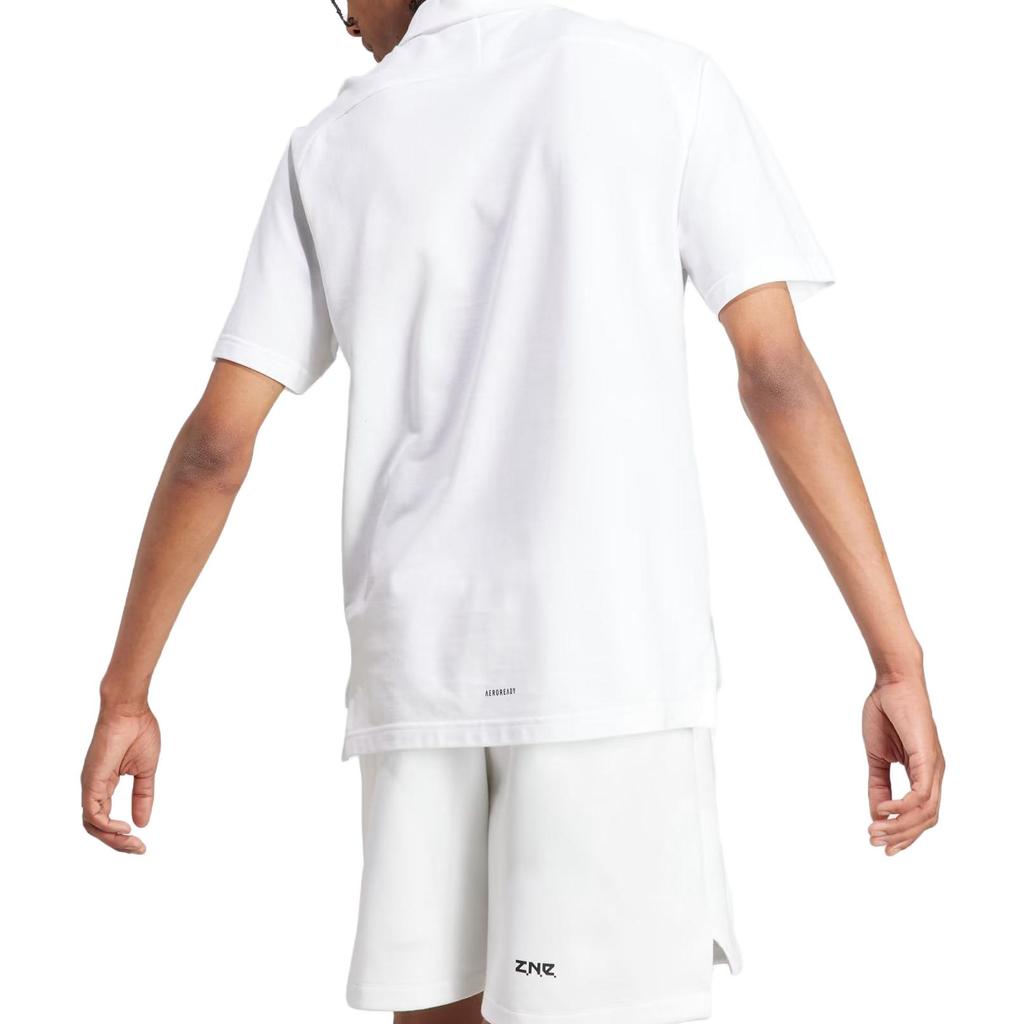 adidas Z.N.E. Serie Logo Patch Korte Mouw Polo Shirt Heren Tops Wit IJ6136