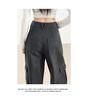 Women's High-Waist Fleece-Lined Wide-Leg Jeans, Retro Workwear Style for Autumn/Winter 2024
