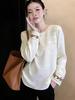 Women's Embroidered Jacquard Shirt - Retro Long Sleeve Top for Spring/Autumn