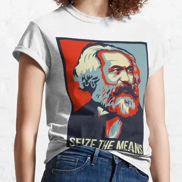 

Harajuku Retro Style Karl Marx Printed T-shirt Top Unisex Shirt Short Sleeve O-neck Street Fashion Classic S