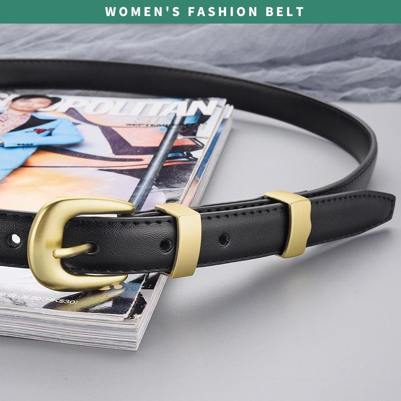 Women's Versatile Leather Belt with Pin Buckle for Jeans - Light Luxury Style