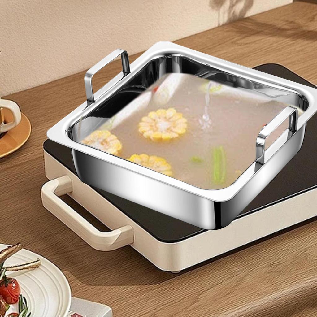 Kitchen Hot Pot Easy to Clean Easy Carrying Convenient Fast Cooking Square Cookware for Hiking Party Restaurant Camping Picnic