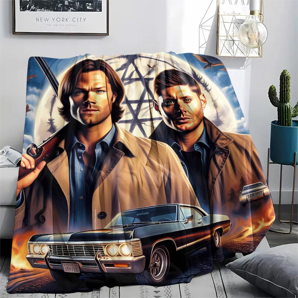1PC Dean Winchester Print Flannel Blanket, High Quality All Seasons, Home Decor, Warmth and Comfort, Perfect for Christmas Gifts