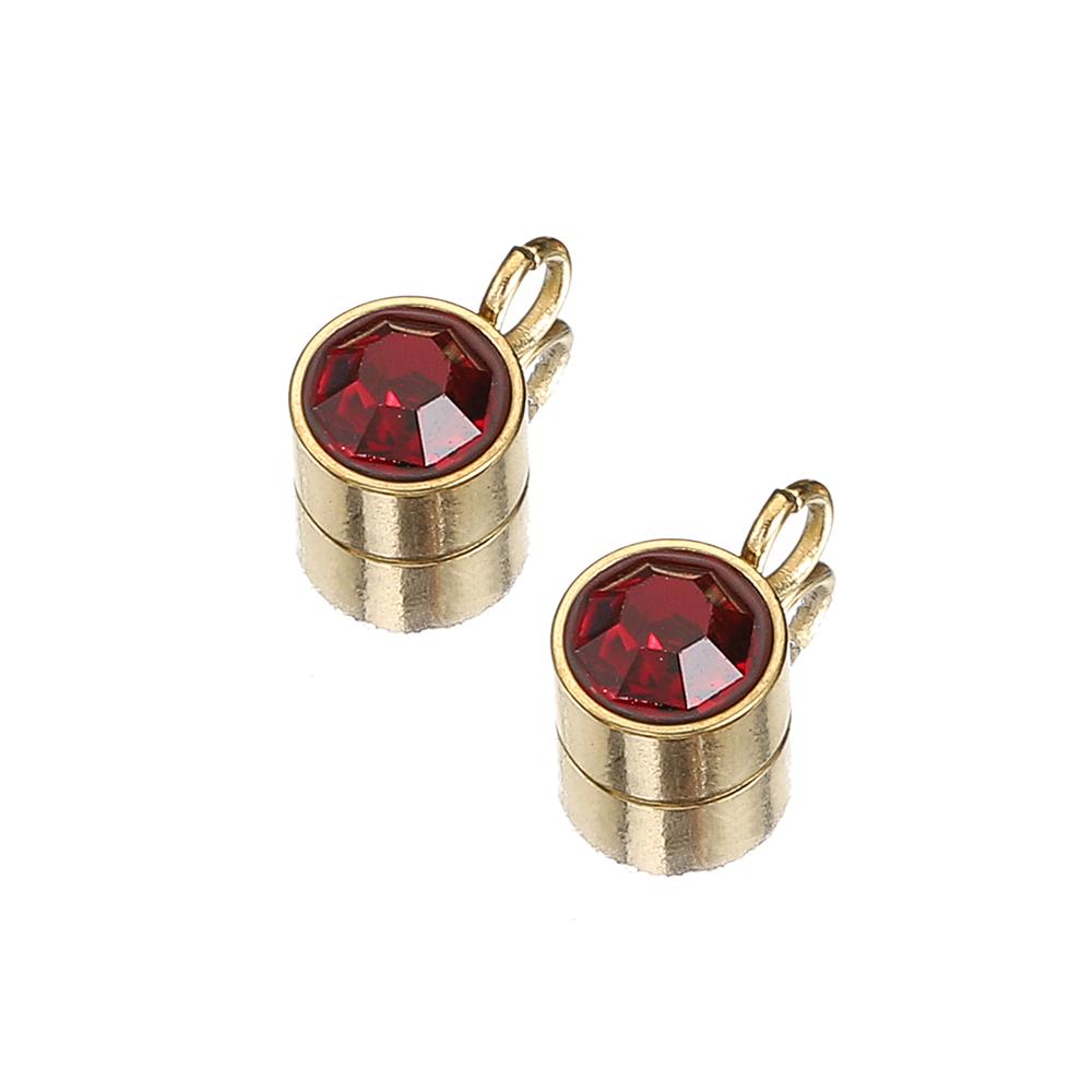 10pcs Stainless Steel Birthstones 6mm Zircon Charms Pendants Rhinestone Crystal Beads for Necklace Bracelet Jewelry Making DIY